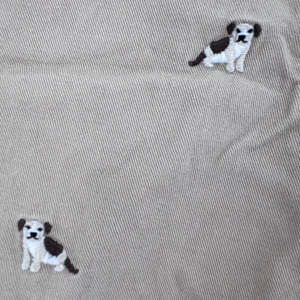 Gymboree Toddler Boys Khaki Embroidered Dog Shorts Size 3T W/ Adjustable Waist
